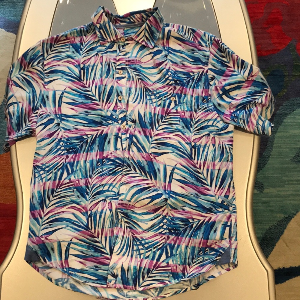 Men’s fun multi colored Tommy Bahama print shirt size small